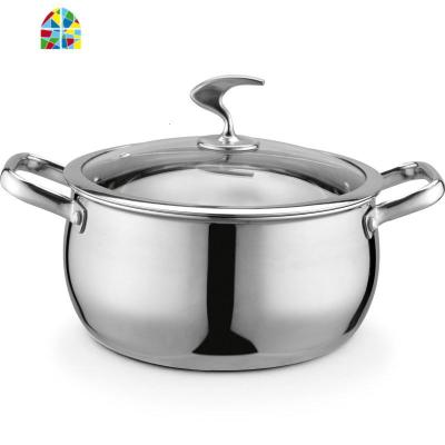 不锈钢汤锅304 18/10加厚家用不粘炖锅双耳煮面锅具 FENGHOU 内径深度10cm