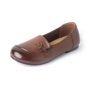 25春夏新款真皮复古舒适民族风中口单鞋女低跟皮鞋软底四季妈妈鞋