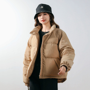 新款纯色加厚简约羽绒服女小个子白鸭绒面包服冬季外套