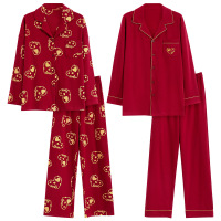 情侣睡衣春秋冬季棉质本命年喜庆结婚红色一男士一女士家居服套装_105