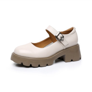 厚底小皮鞋女复古学院风新款软底圆头玛丽珍鞋真皮四季女单鞋