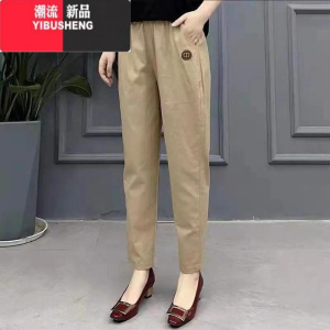 YIBUSHENG特价棉麻裤子女士春新款2024中年妈妈上档次休闲九分裤薄款穿搭