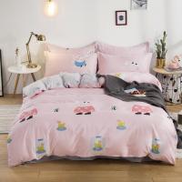 美帮汇全棉活性13372四件套全棉简约田园被套床单1.8m床品三件套