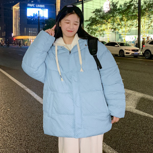 冬季情侣装棉服加厚保暖棉衣韩版假两件纯色外套开衫连帽棉袄厂家