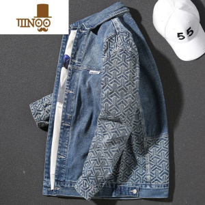 YANXU潮牌复古牛仔外套男新款韩版潮流上衣男生高端痞帅工装夹克