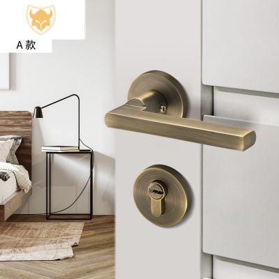 西默室内门把手青古铜实木门锁卧室房间门锁家用通用型卫生间锁具