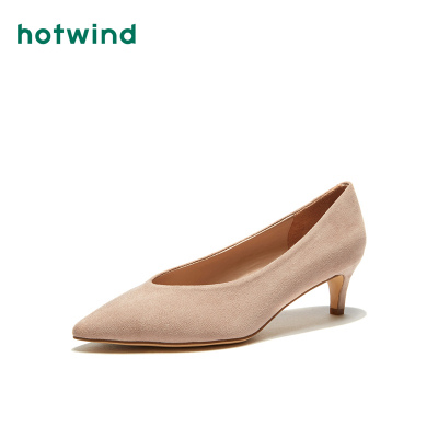热风hotwind小清新女士时尚尖头单鞋休闲细跟鞋H04W9308