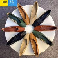 聚范2024新款粗跟方头单鞋软底奶奶鞋通勤百搭舒适浅口女单鞋