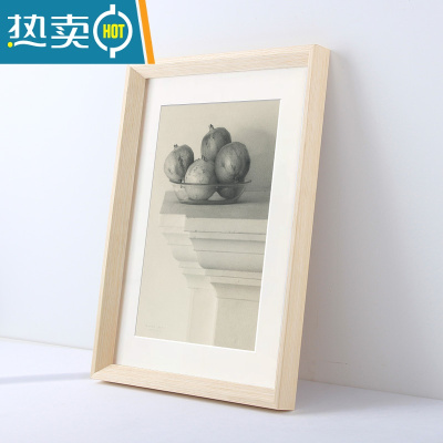 敬平实木相框挂墙24 30寸36 4K 16 20寸外框装裱画框定制A4A3简约装饰 斜边原木 32寸(60*80cm)