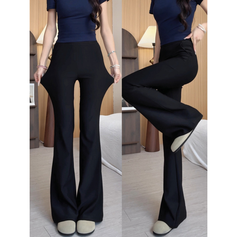 黑色微喇西装裤女秋季新款高腰显瘦小个子休闲胖mm大码喇叭裤_669