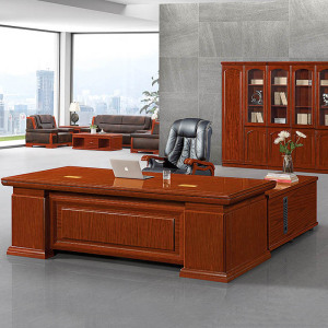 慧采云 办公家具老板桌办公桌油漆贴实木皮总裁桌大班台经理桌2.4m