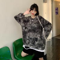 卫衣女春秋季新款韩版复古甜美洋气晕染立体字母宽松圆领上衣
