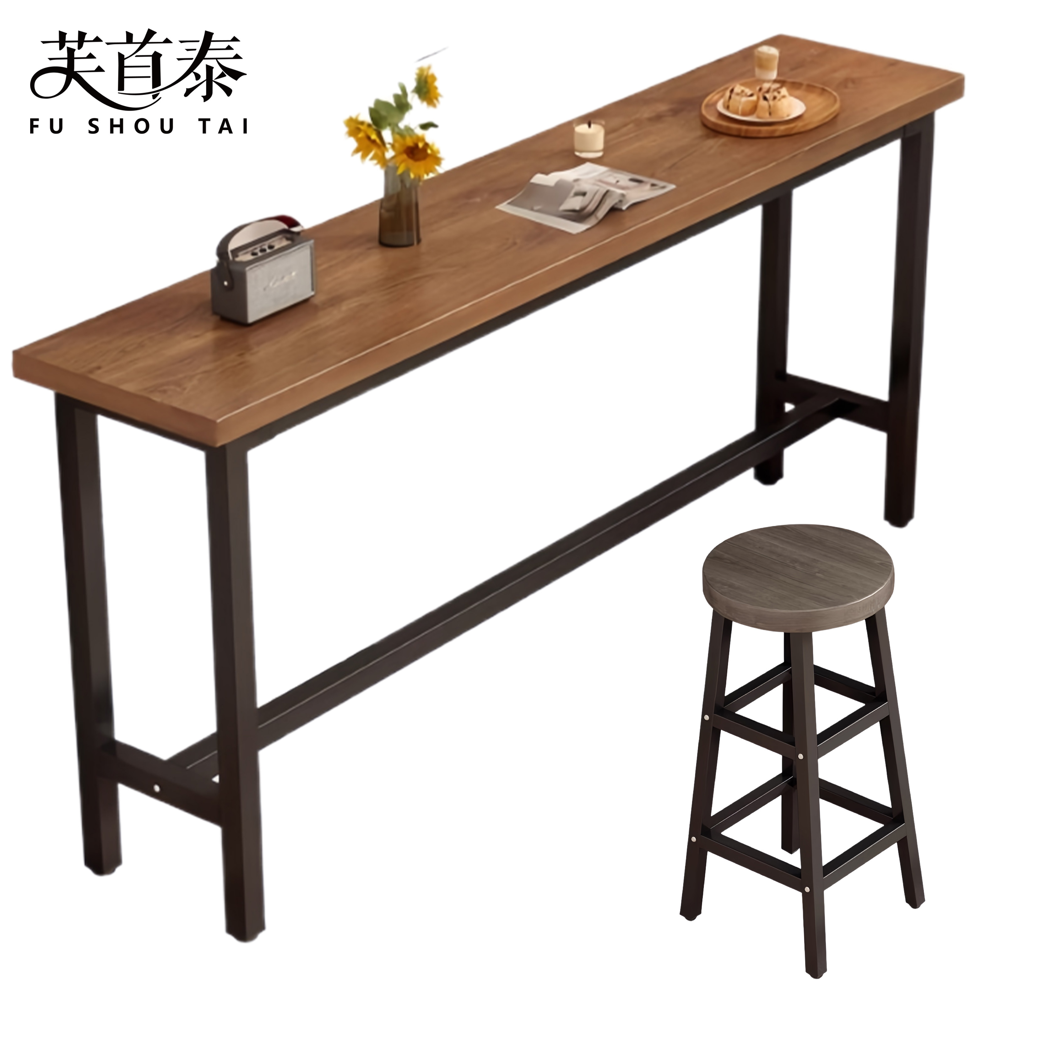 芙首泰吧台桌凳2200*400*1050mm(1桌5凳)套