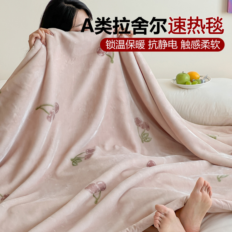 A类双层加厚拉舍尔超柔云毯柔软舒适保暖秋冬休闲毯简约双面可用