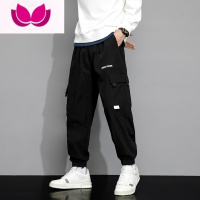 七斓日系工装裤子男款2023黑色潮牌束脚裤休闲长裤美式大码宽松
