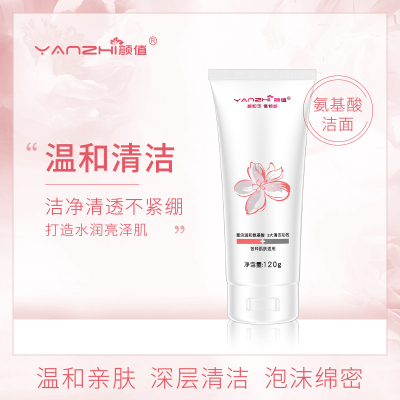 颜值洁面乳泡沫夏季洗面奶清洁毛孔温和细腻混合肤氨基酸洗面奶水油平衡男女适用120g