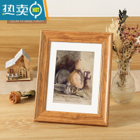 敬平复古相框摆台挂墙画框装裱七寸洗照片6寸8木质框架12寸10桌面摆件 木纹色 A4[可放20.8*29.7cm]摆挂两