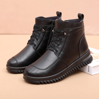 秋季新款真皮妈妈棉鞋软底防滑加厚舒适中老年女棉鞋厂家直销批发