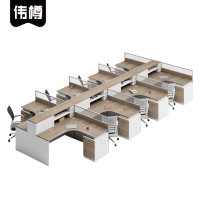 伟樽屏风办公桌八人位带八椅560*270*110cm套