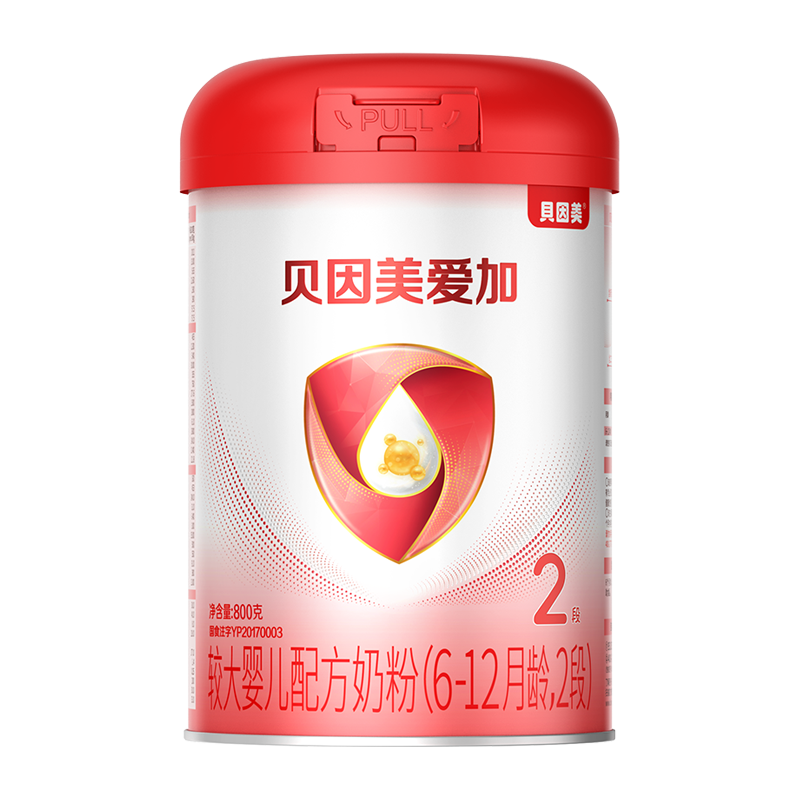 贝因美官方旗舰店 爱加奶粉2段较大婴儿配方奶粉6-12个月适用800g 罐装含珍稀乳铁蛋白含珍稀乳铁蛋白