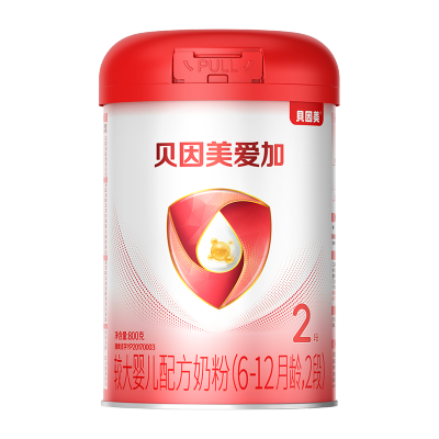 贝因美官方旗舰店 爱加奶粉2段较大婴儿配方奶粉6-12个月适用800g 罐装含珍稀乳铁蛋白含珍稀乳铁蛋白