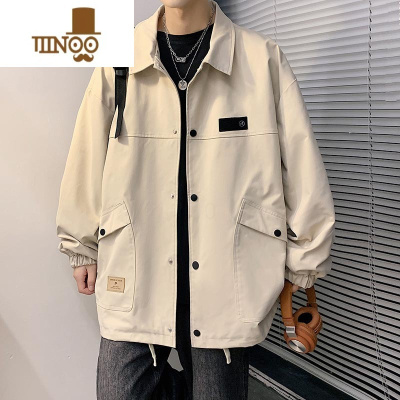 YANXU工装夹克男士日系宽松外套2023新款美式潮流翻领休闲上衣服