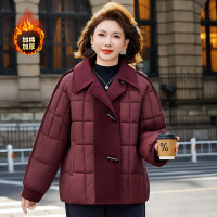 妈妈冬装羽绒棉服新款中老年女装秋冬棉衣围巾领棉袄外套洋气