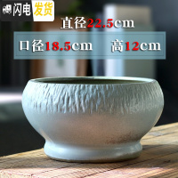 三维工匠铜钱花盆水仙花睡莲碗莲无孔家用陶瓷水养水培多肉大号 复古灰柱形(无孔) 大花盆容器