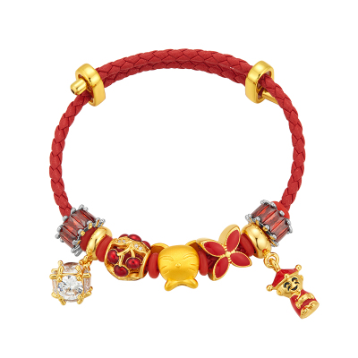 佐喜佑福999足金生肖金鼠手链女3D硬金红绳本命年手串金重约1.30gZXSXSYFA101d