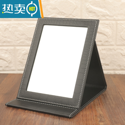 敬平珠宝柜台镜化妆镜折叠台式便携高清学生宿舍大号镜子首饰店梳妆镜 黑鳄中号便携式用镜