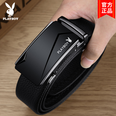 花花公子男士皮带真皮自动扣百搭高档品牌裤带商务头层纯牛皮腰带