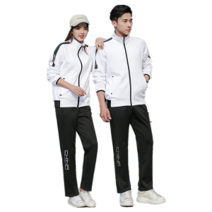 信柏合新款春秋运动服男女士套装H-836 白色 L-6XL