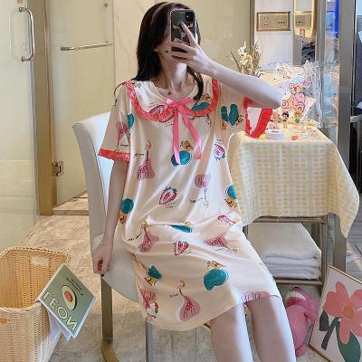 新款睡衣女夏睡裙女睡衣短袖韩版可爱卡通加大码公主风孕妇家居服诺妮梦