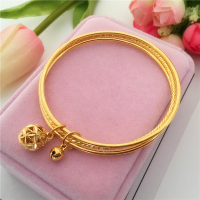 抖音同款手镯 不褪色镀金沙金手镯女 气质百搭转运珠三生三世手镯送女朋友老婆情人节七夕生日礼物