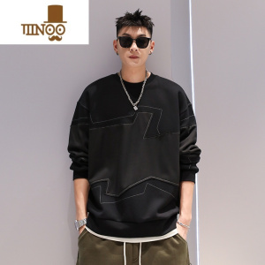 YANXU有术兔子撞色圆领卫衣情侣秋季新款韩版ins休闲慵懒风大码外套男