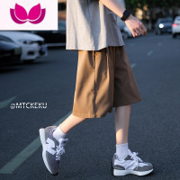 七斓日系cityboy工装棕色短裤男oversize休闲运动潮牌六分裤子夏外穿