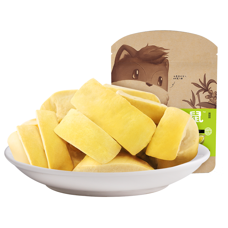 [三只松鼠_冻干榴莲干30gx2袋]休闲零食水果干榴莲干袋装国产