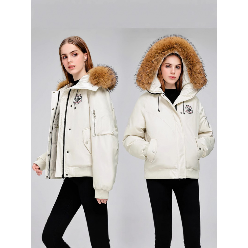 欧美新款防寒服宽松保暖棉袄棉衣女时尚大毛领夹克潮