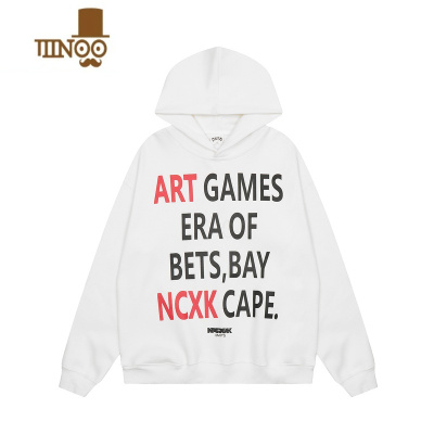 YANXUAHCN(志存高远)美式复古字母印花撞色连帽卫衣休闲款式百搭男女