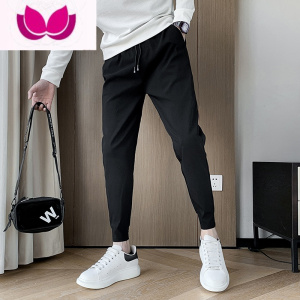 七斓修身束脚裤潮流休闲裤百搭哈伦裤新款男士黑色裤子潮牌痞帅