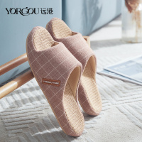 远港吸汗亚麻拖鞋女春夏天室内防滑居家用防臭木地板棉麻布男四季