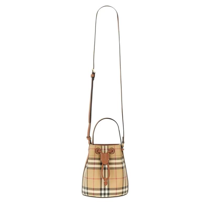 博柏利(BURBERRY)Burberry迷你桶包经典格纹结构设计手提单肩斜挎