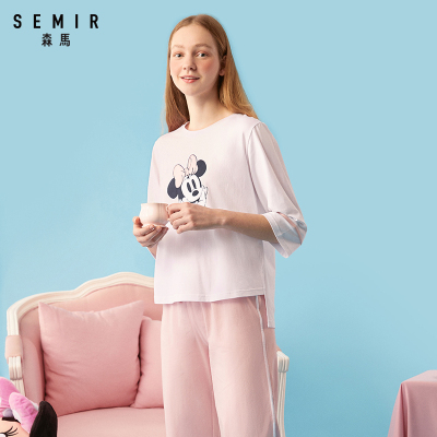 2件3折价：89.7-Semir森马内衣情侣睡衣男女春秋迪士尼合作款卡通趣味插肩袖可外穿家居套装