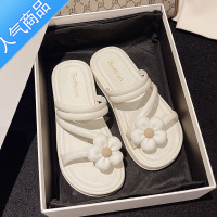 SUNTEK凉鞋女新款夏季内外穿网红甜美花朵公主风百搭外出沙滩平底凉拖鞋