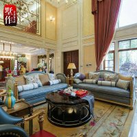 欧式沙发客厅组合真皮新古典美式沙发轻奢实木别墅大户型家具