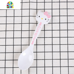 密胺碗仿瓷碗勺子套装卡通KT猫可爱防摔可高温家用儿童餐具密胺盘 FENGHOU 红色KT勺子单勺子