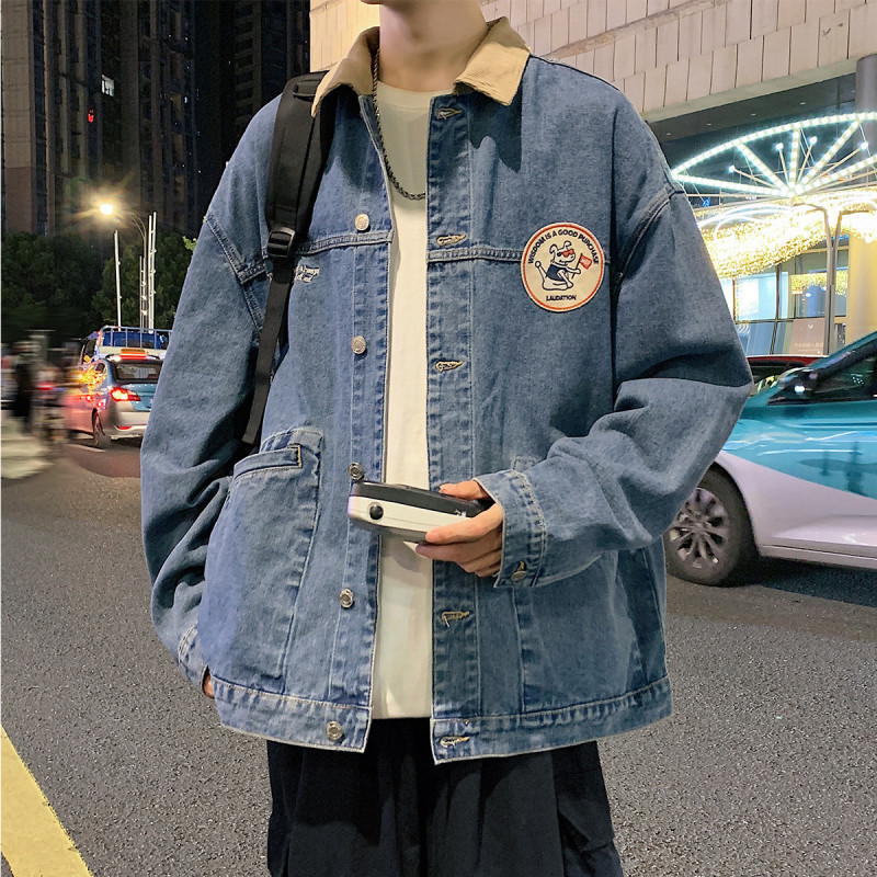 [1.5折价96元]唐狮牛仔外套男圆标牛仔外套男士牛仔外套牛仔衣外套男男士休闲外套