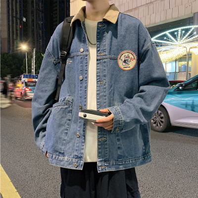 [3件8.5折144.4元,叠加优惠券]唐狮牛仔外套男圆标牛仔外套男士牛仔外套牛仔衣外套男男士休闲外套