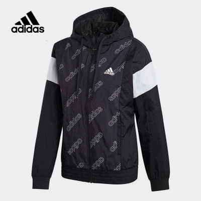 adidas阿迪达斯外套女装2020新款运动服黑色宽松连帽训练夹克GD3830