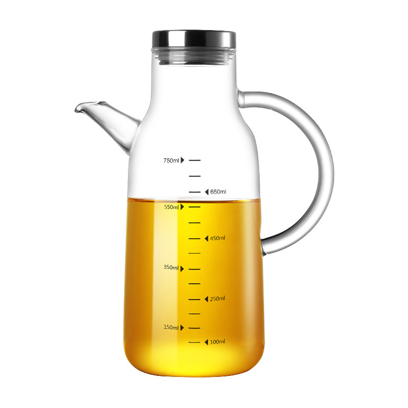 onlycook 北欧加厚高硼硅玻璃油壶防漏油瓶带刻度厨房装酱油瓶醋瓶